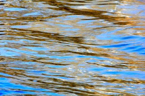 Abstract;Abstraction;Blue;Gold;Mirror;Modern;Nature;Oneness;Orange;Pattern;Reflection;Reflections;Ripple;River;Shape;Stream;Water;Waves;Yellow;botanicals;contemporary;contemporary art;flowing;modern art;zen
